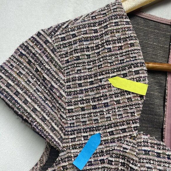 GRACE KARIN Cap Sleeve Queen Neck Tweed Body-con Pencil Dress Women Small Pink - Picture 4 of 16